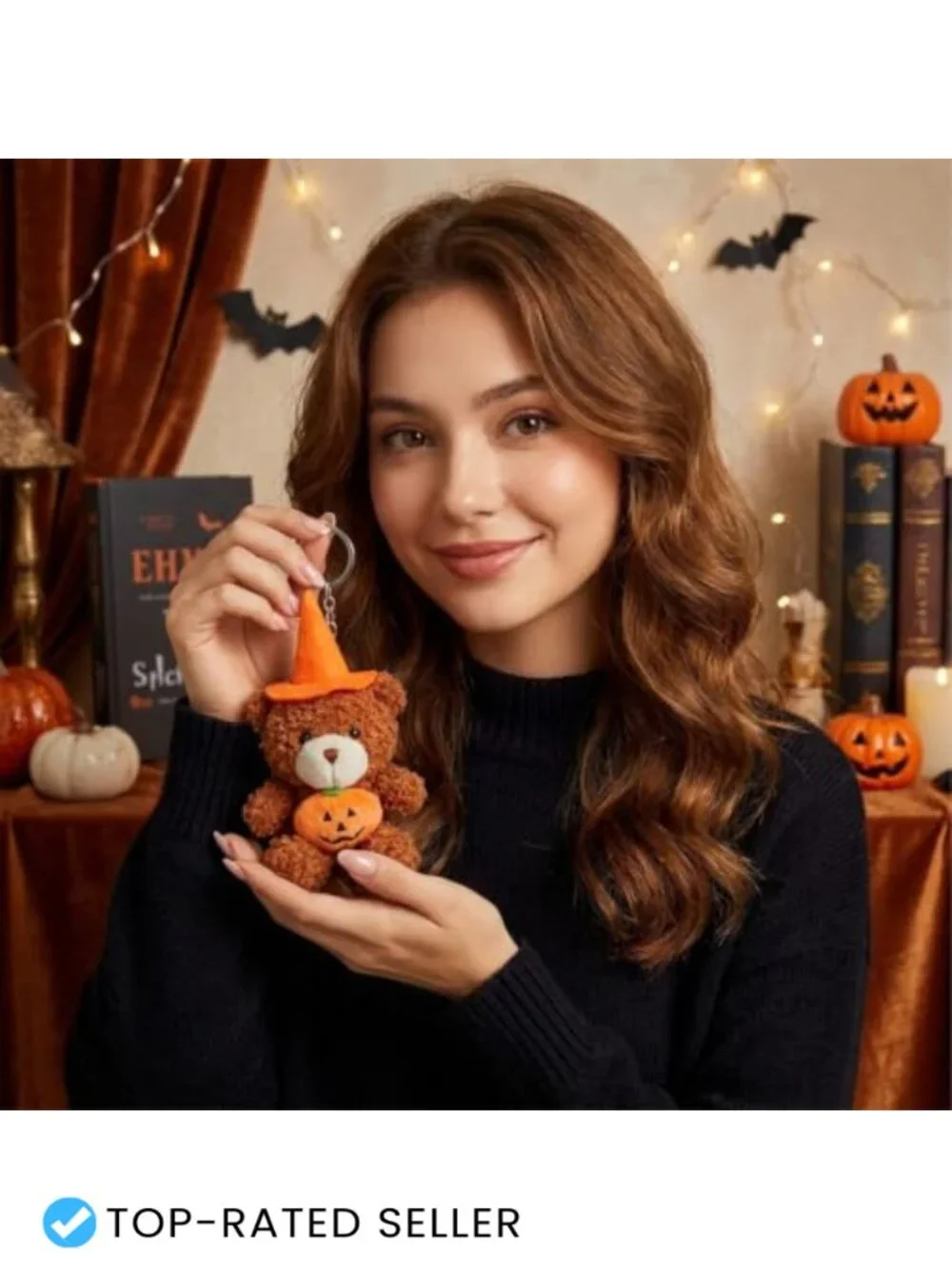 Halloween Bear Plush Keychain Bag Charm for Handbags Purse Accessory